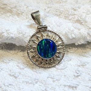 Stunning Mexican Montero Taxco Opal Inlay Pendant 2